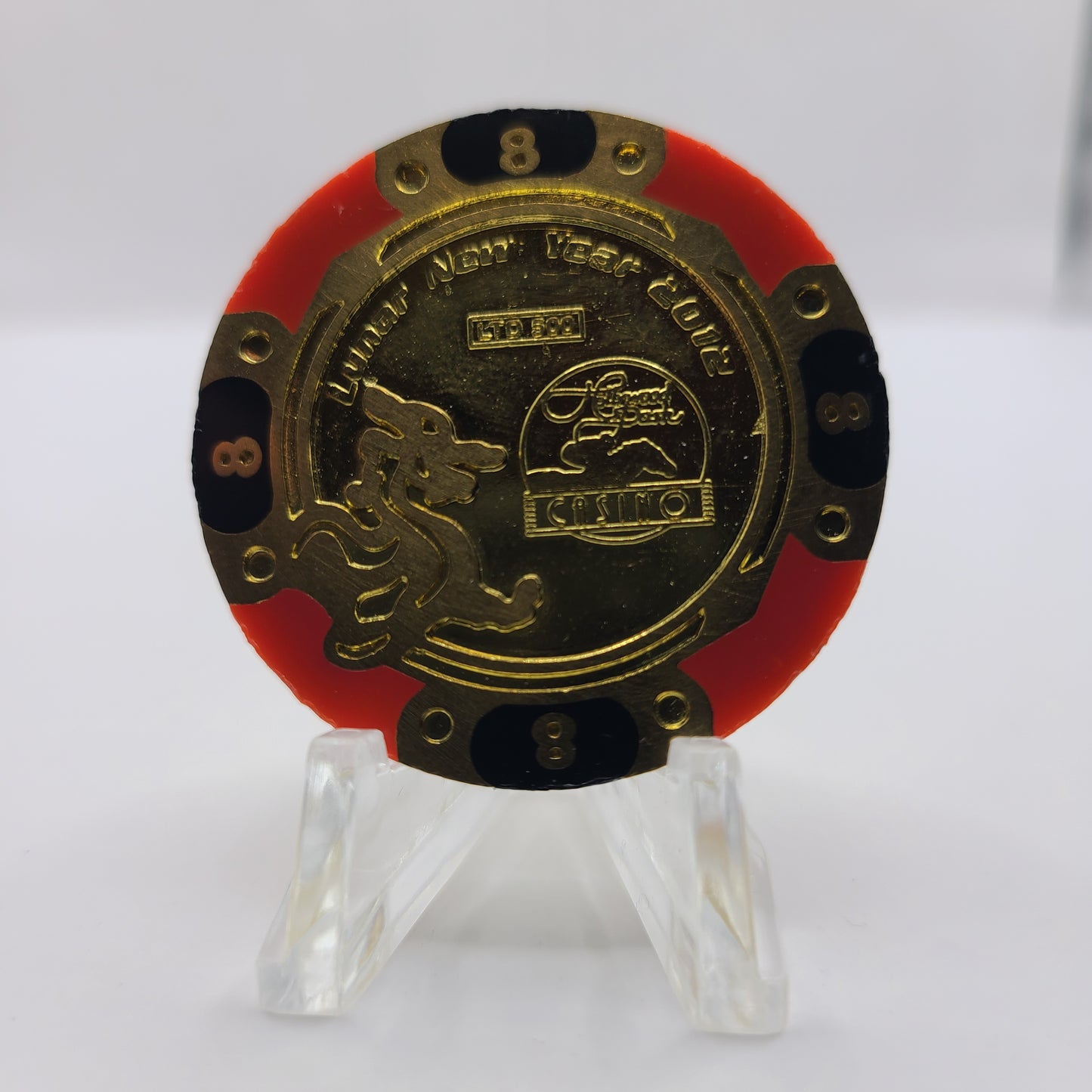 Hollywood Park Casino Inglewood California 2012 "Year of the Dragon" $8 Chip LTD 500