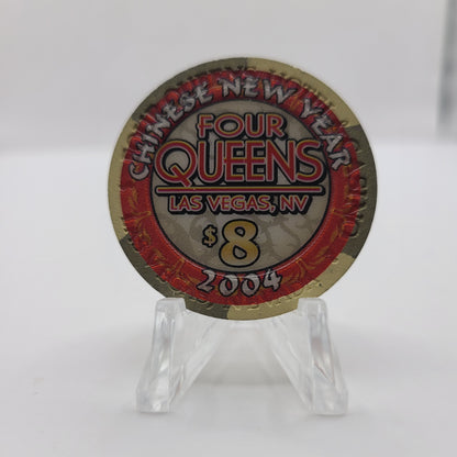 Four Queens Hotel Casino Las Vegas Nevada 2004 "Year of the Monkey" $8 Chip E0559 LTD 888