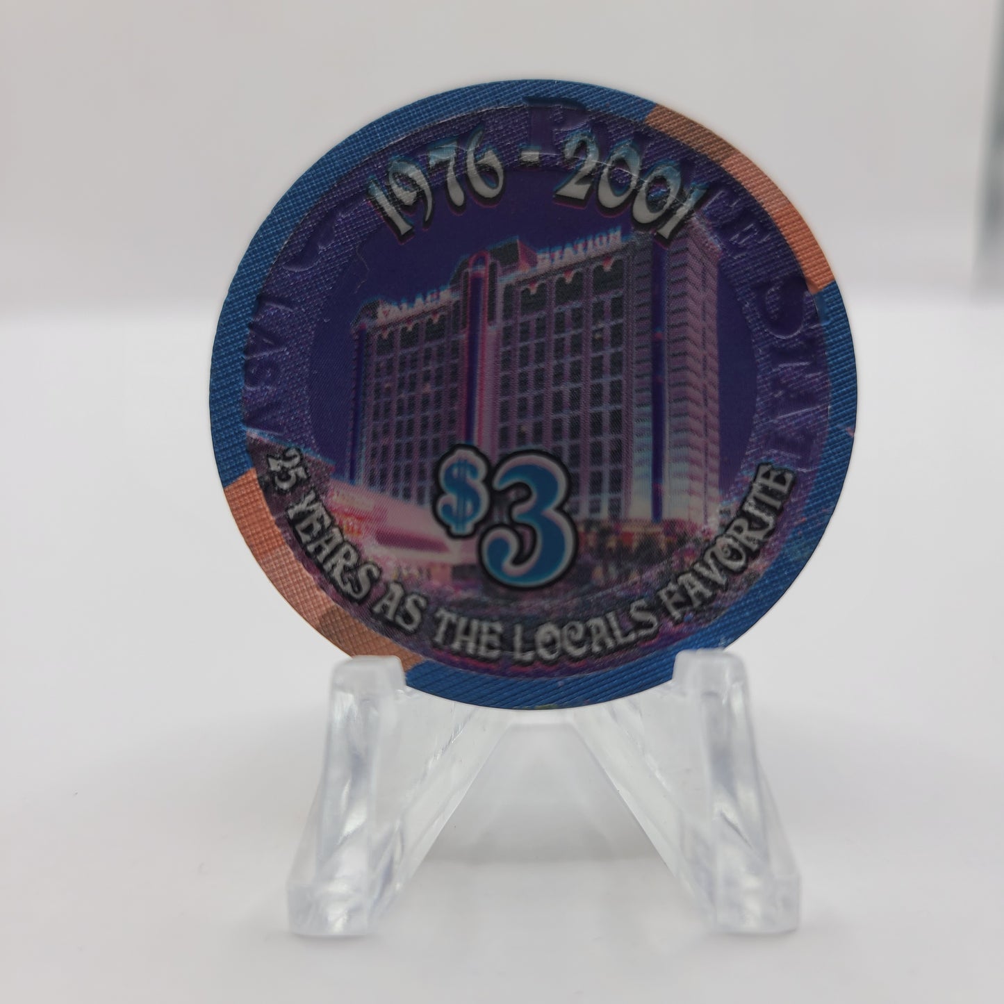 Palace Station Hotel Casino Las Vegas Nevada 2001 "25th Anniversary" $3 Chip V9343