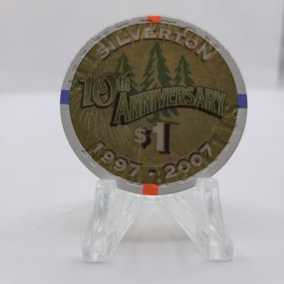 Silverton Hotel Casino Las Vegas Nevada 2007 "10th Anniversary" $1 Chip E8359