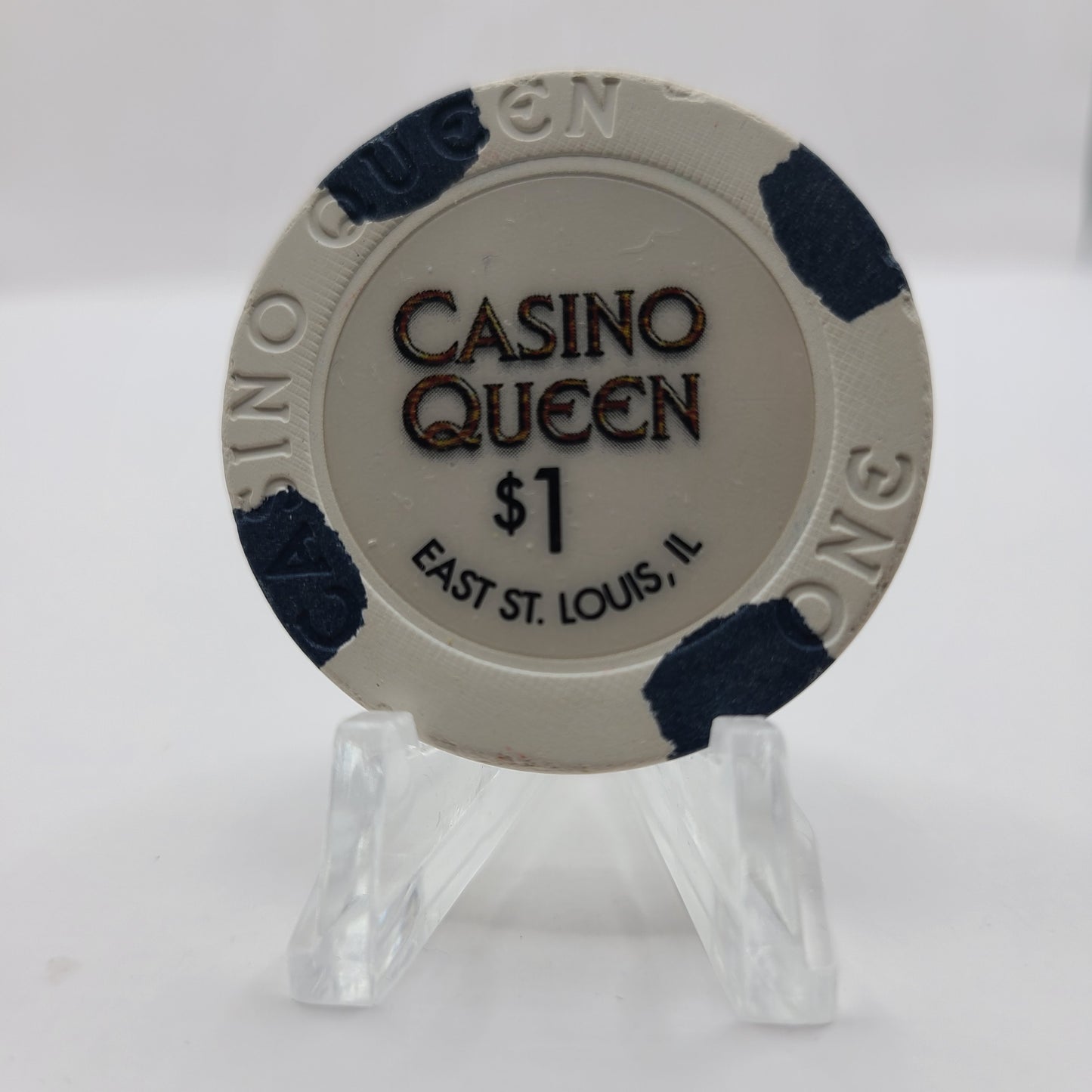 Casino Queen Riverboat Casino E St.Louis Illinois 2007 $1 Chip (Worn)