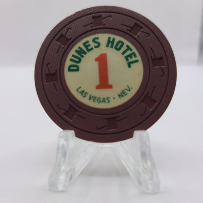 Dunes Hotel Casino Las Vegas Nevada 1960 "Dark Brown" Roulette Chip E0337 Dk Br