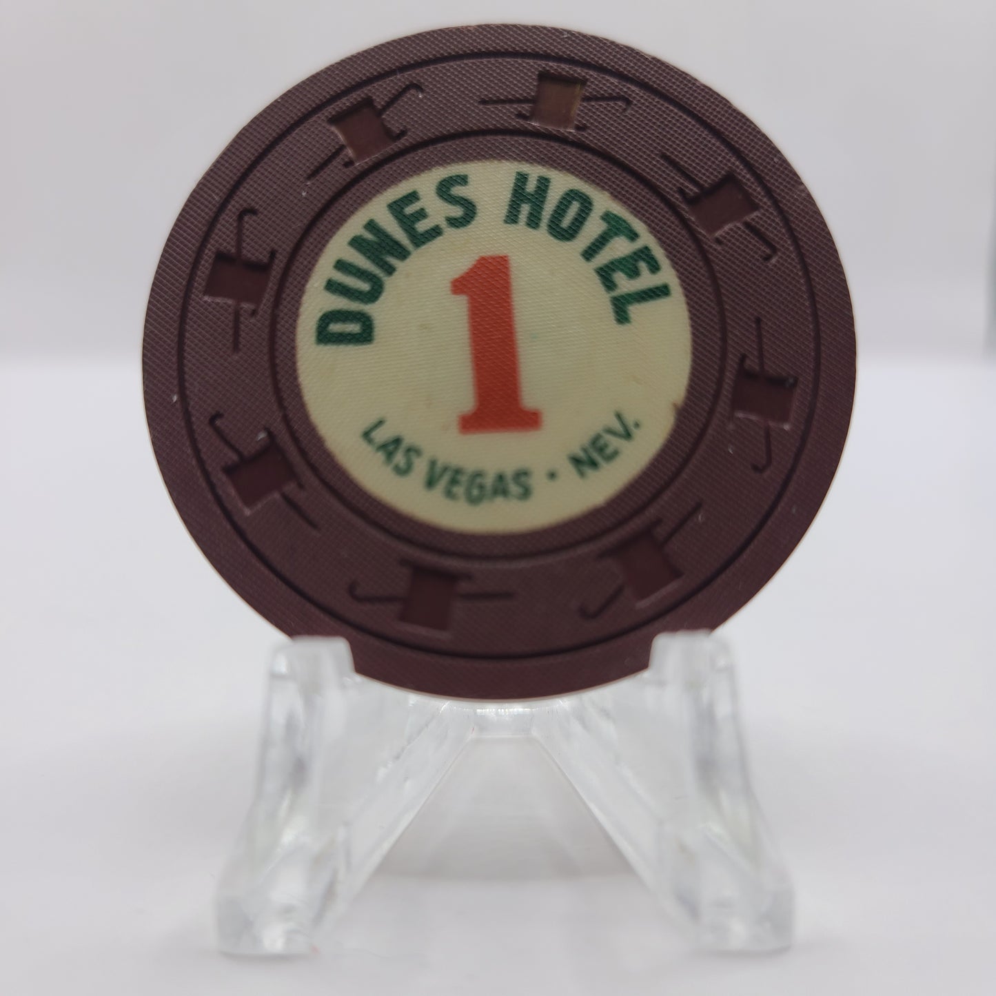 Dunes Hotel Casino Las Vegas Nevada 1960 "Dark Brown" Roulette Chip E0337 Dk Br