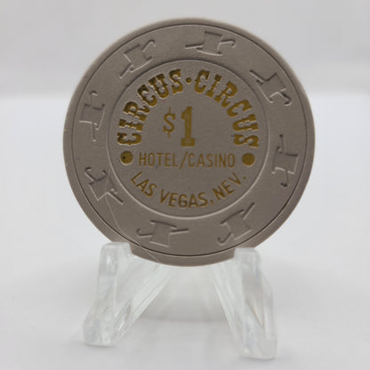 Circus Circus Casino Las Vegas Nevada 1980's $1 Chip N1467 "CIRCULATED"