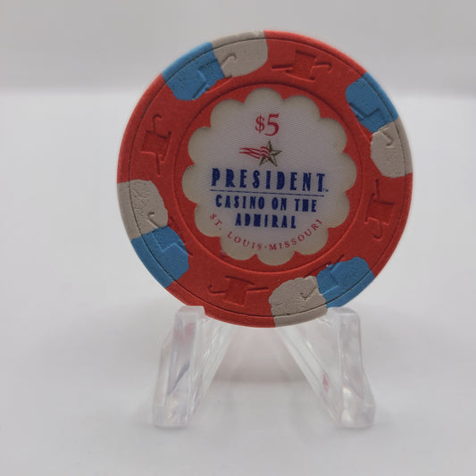 President "Riverboat" Casino St. Louis Missouri $5 Chip