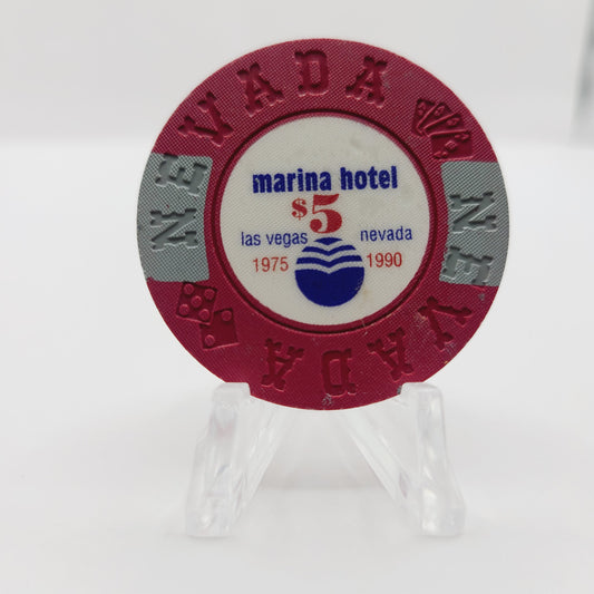 Marina Hotel Casino Las Vegas Nevada 1992 "Borland Imitation" $5 Chip V2972