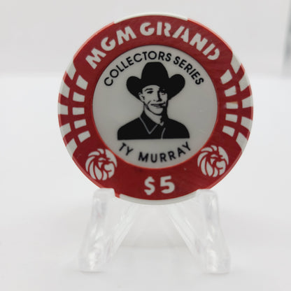 MGM Grand "Theme Hotel" Casino Las Vegas Nevada 1994 "Ty Murray" $5 Chip N4561  ( Collector Series )