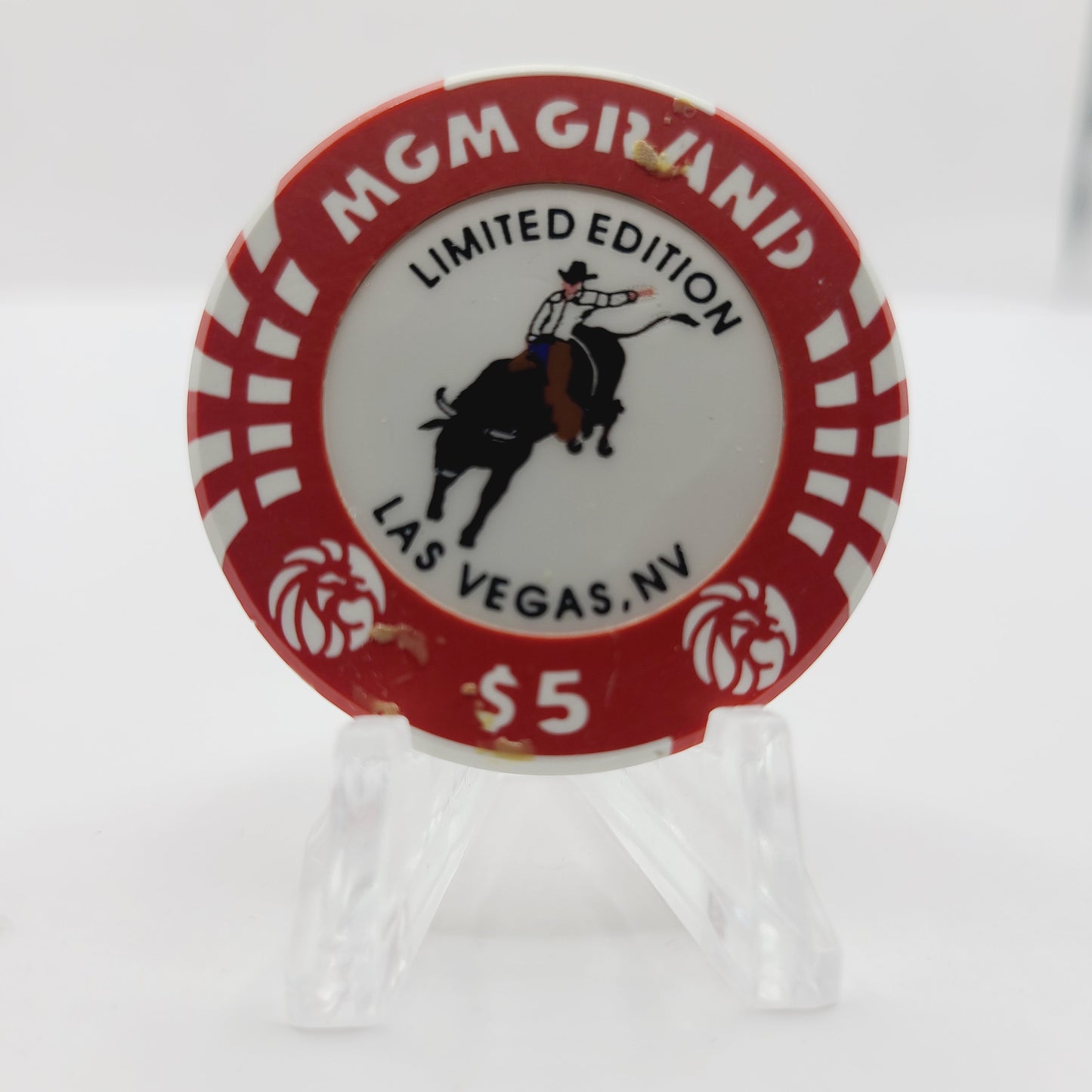 MGM Grand "Theme Hotel" Casino Las Vegas Nevada 1994 "Ty Murray" $5 Chip N4561  ( Collector Series )