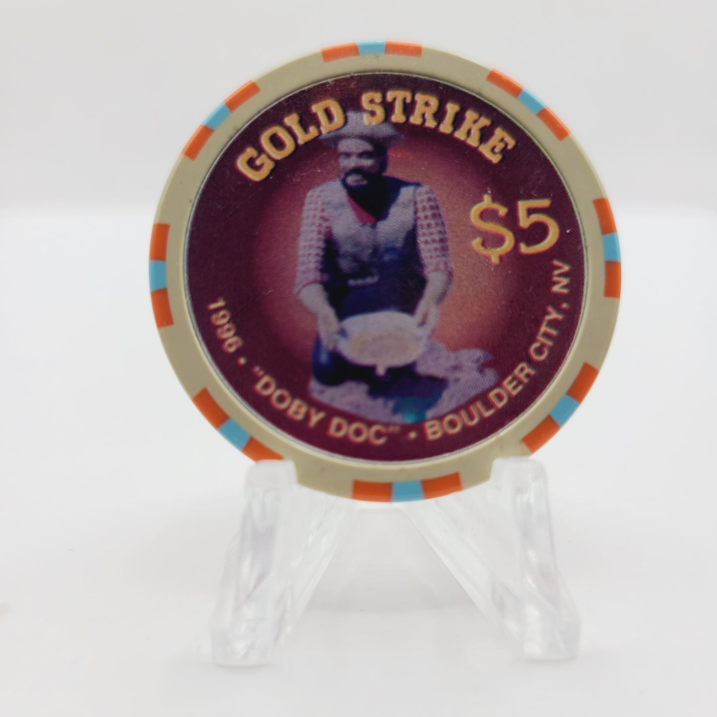 Gold Strike Inn Casino Boulder City Nevada 1996 "Doby Doc" $5 Chip N0433