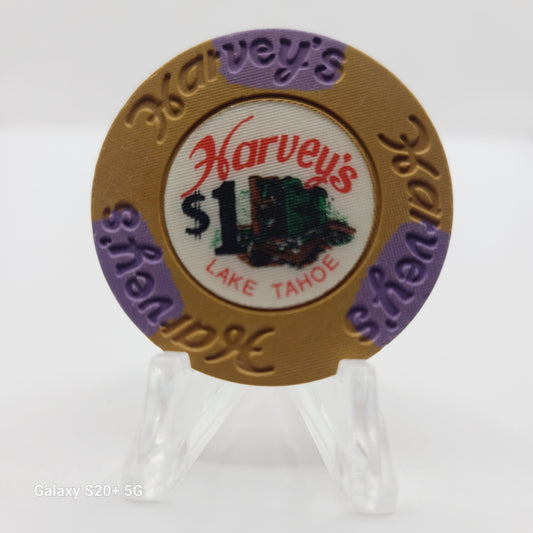 Harvey's "Wagon Wheel" Hotel Casino Lake Tahoe Nevada 1983 $1 Chip N5148