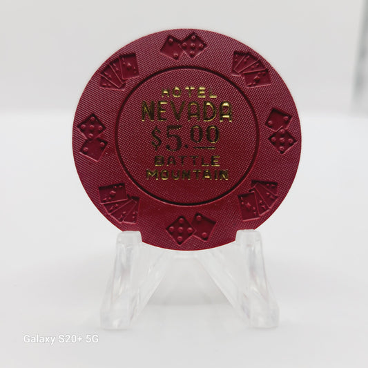 Hotel Nevada Battle Mountain Nevada 1980's $5 Chip N9986