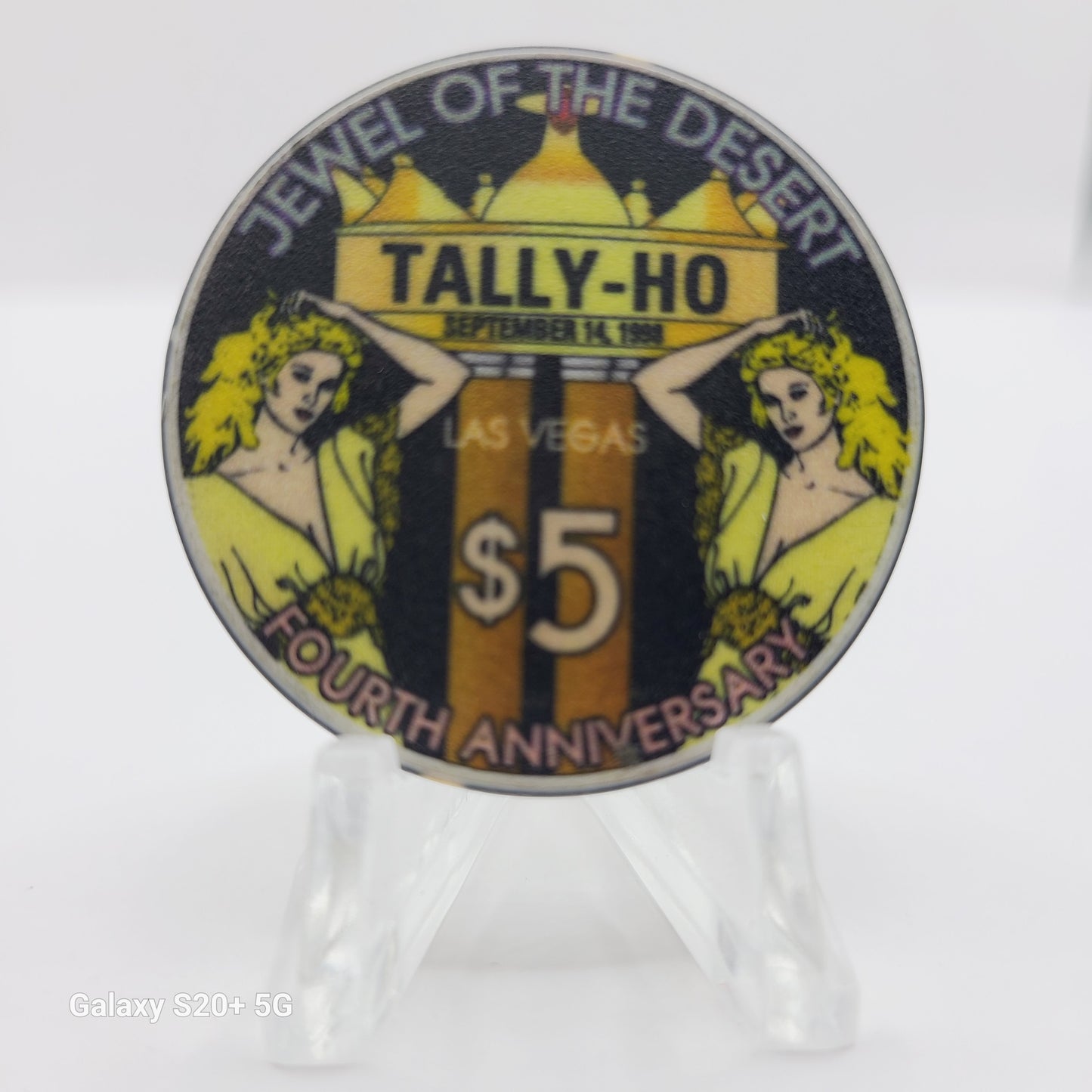 Tally-Ho "Gentlemen's Cabaret" Las Vegas Nevada 1998 "4th Anniversary" $5 Chip V3498