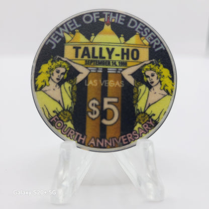 Tally-Ho "Gentlemen's Cabaret" Las Vegas Nevada 1998 "4th Anniversary" $5 Chip V3498