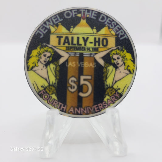 Tally-Ho "Gentlemen's Cabaret" Las Vegas Nevada 1998 "4th Anniversary" $5 Chip V3498