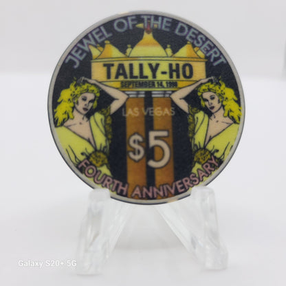 Tally-Ho "Gentlemen's Cabaret" Las Vegas Nevada 1998 "4th Anniversary" $5 Chip V3498