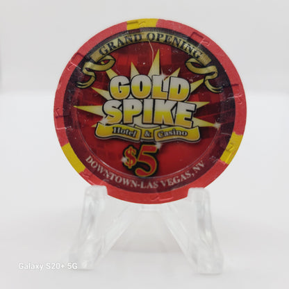 Gokd Spike Hotel Casino Las Vegas Nevada 2009 "Grand Opening" $5 Chip E7987