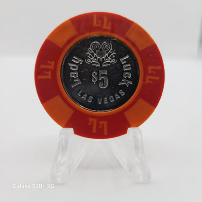 Lady Luck Hotel Casino Las Vegas Nevada 1980's $5 Chip  N1839