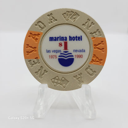 Marina Hotel Casino Las Vegas Nevada 1994  "Borland Imitation" $1 Chip V2971