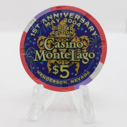 Casino Monte Lago Hotel Casino Henderson Nevada 2004 $5 "1st Anniversary" Chip  E4321