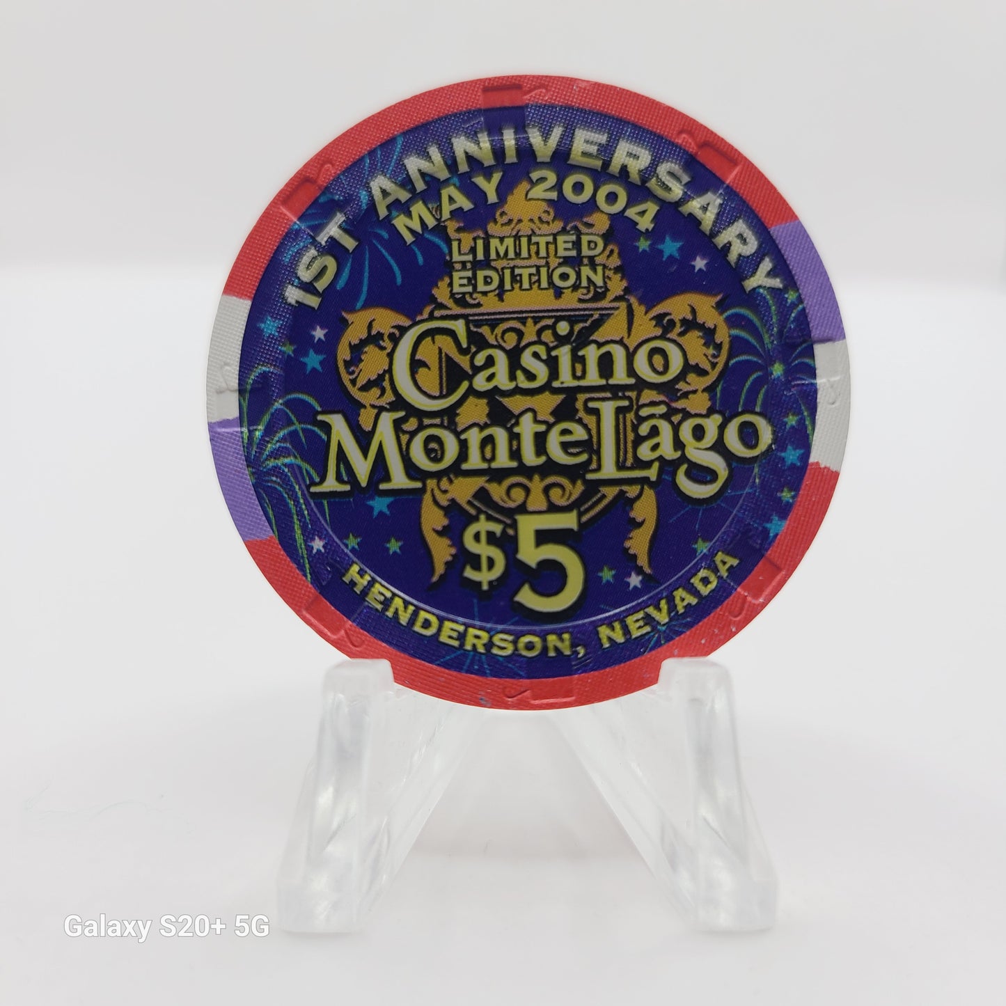 Casino Monte Lago Hotel Casino Henderson Nevada 2004 $5 "1st Anniversary" Chip  E4321