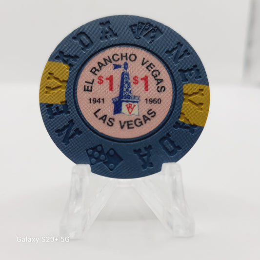 El Rancho Vegas Las Vegas Nevada 1992 "Borland Imitation" $1 Casino Chip  N5941