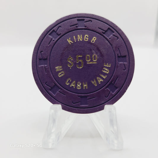 King 8 Hotel & Gambling Hall Las Vegas Nevada 1970's $5 Casino Chip  N2798