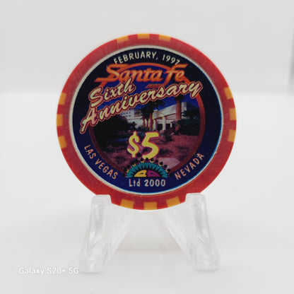 Santa Fe Hotel Casino 1997 "6th Anniversary" $5 Casino Chip N9062