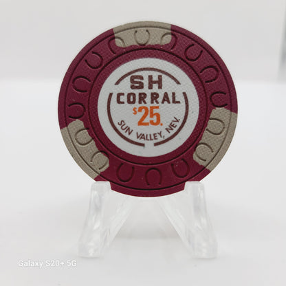 S H Corral Casino Sun Valley Nevada 1976 $25 Casino Chip N6260