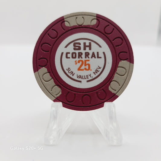 S H Corral Casino Sun Valley Nevada 1976 $25 Casino Chip N6260