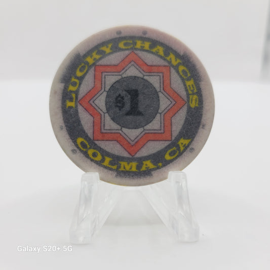 Lucky Chances Casino  Restaurant Colma California $1 "Card Room" Casino Chip
