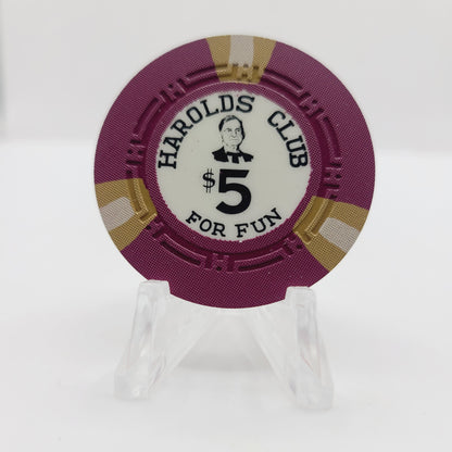 Harolds Club Reno Nevada 1965 $5 "Ray I. Pappy #3" Chip N4095 "UNCIRCULATED"