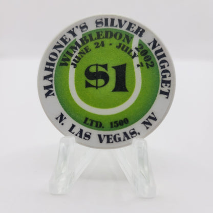 Mahoney's Silver Nugget Casino Las Vegas Nevada 2002 "Wimbledon" $1 Casino Chip E2516 LMT 1500