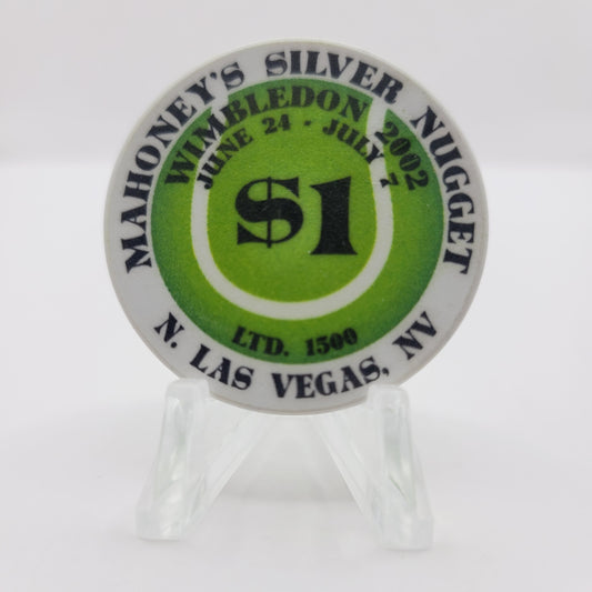 Mahoney's Silver Nugget Casino Las Vegas Nevada 2002 "Wimbledon" $1 Casino Chip E2516 LMT 1500