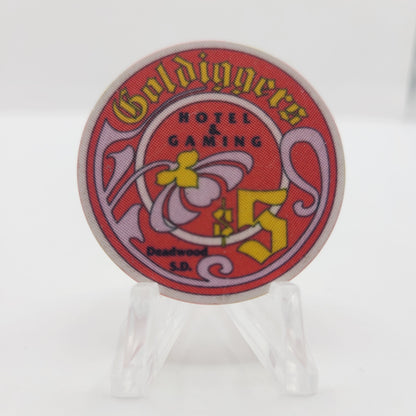 Gold diggers Hotel & Casino Deadwood South Dakota 1991 $5 Casino Chip