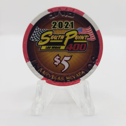 South Point Hotel Casino Las Vegas Nevada 2021 "South Point NASCAR 400" $5 Casino Chip