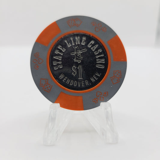 State Line Casino Wendover Nevada 1980s $1 Casino Chip N1037