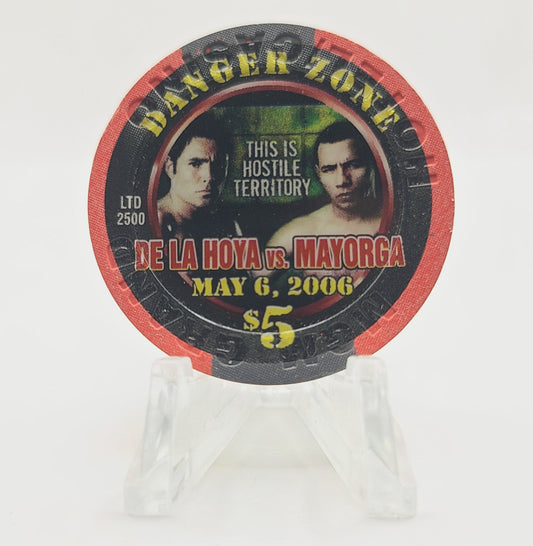 MGM Grand Resort Casino Las Vegas Nevada 2006 "Danger Zone De La Hoya vs. Mayorga" $5 Casino Chip E8153