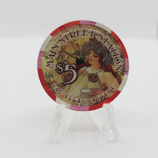 Main Street Station Hotel Casino Las Vegas Nevada 1997 $5 "Autumn" #412 Casino Chip V1069 LTD 1000