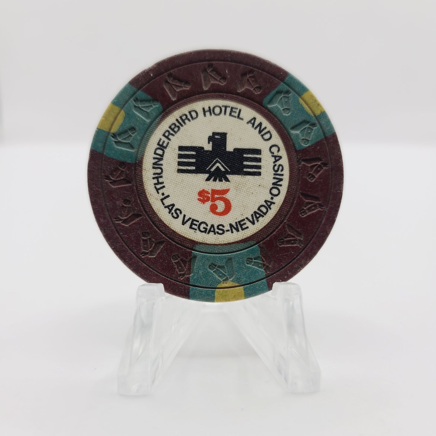 Thunderbird Hotel Casino Las Vegas Nevada 1973 $5 Casino Chip N2248 (Circulated)