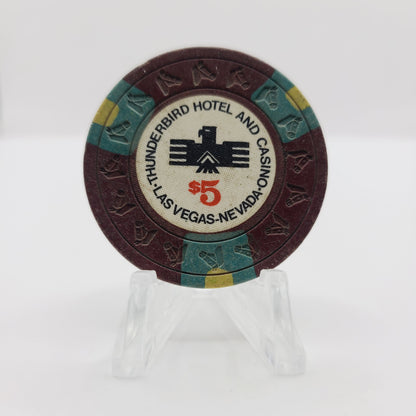 Thunderbird Hotel Casino Las Vegas Nevada 1973 $5 Casino Chip N2248 (Circulated)