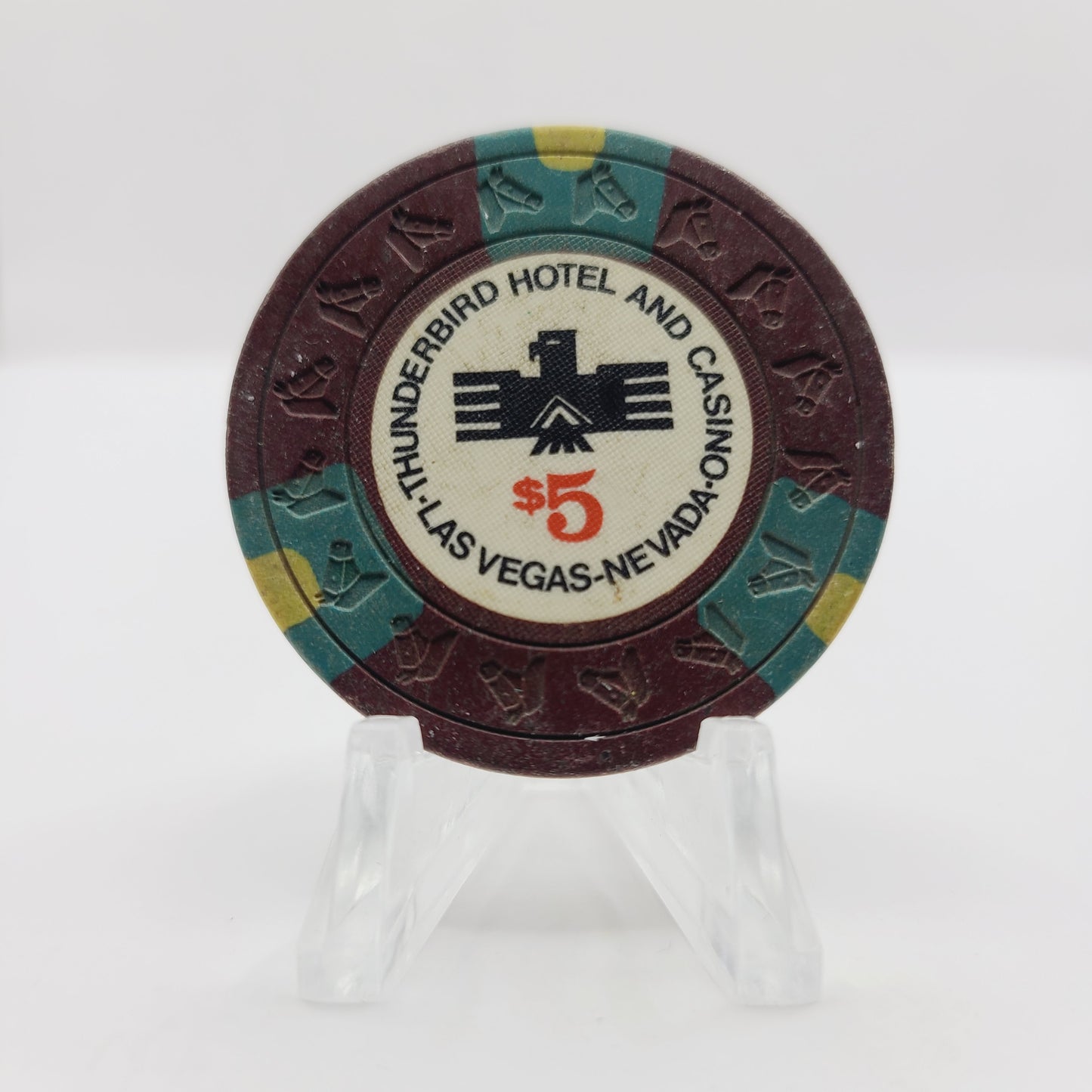 Thunderbird Hotel Casino Las Vegas Nevada 1973 $5 Casino Chip N2248 (Circulated)