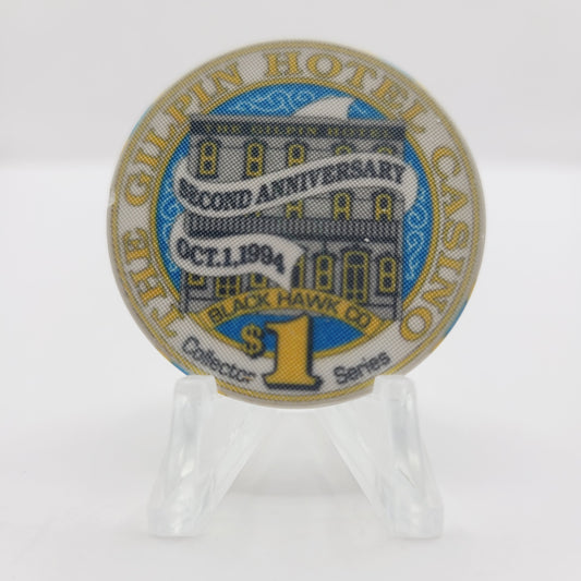 The Gilpin Hotel Casino Black Hawk Colorado 1994 "Second Anniversary" $1 Casino Chip