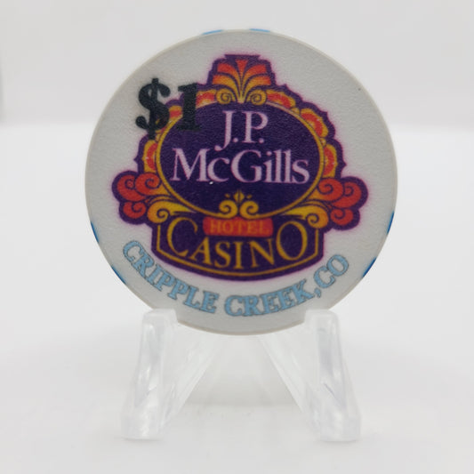 J.P. McGill's Hotel Casino Cripple Creek Colorado 1997 $1 Casino Chip