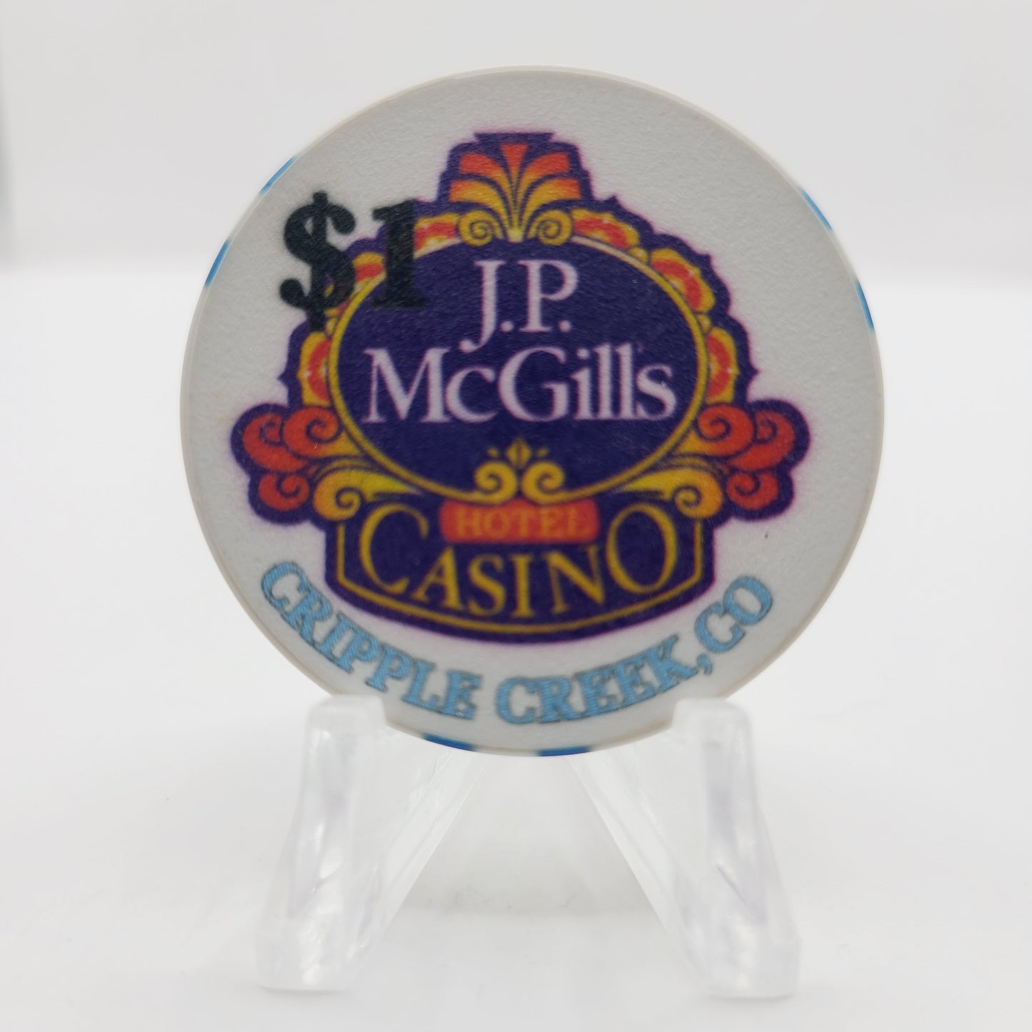 J.P. McGill's Hotel Casino Cripple Creek Colorado 1997 $1 Casino Chip