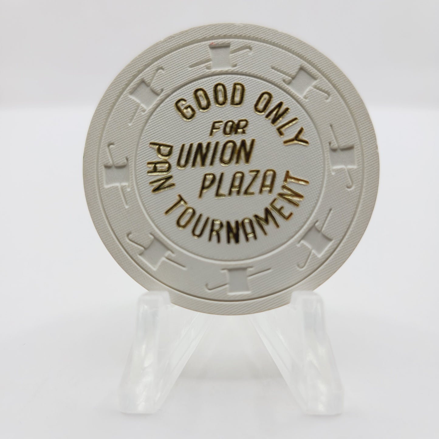 Union Plaza Hotel Casino 1980's $.25 "Pan Tournament" Casino Chip  N2282