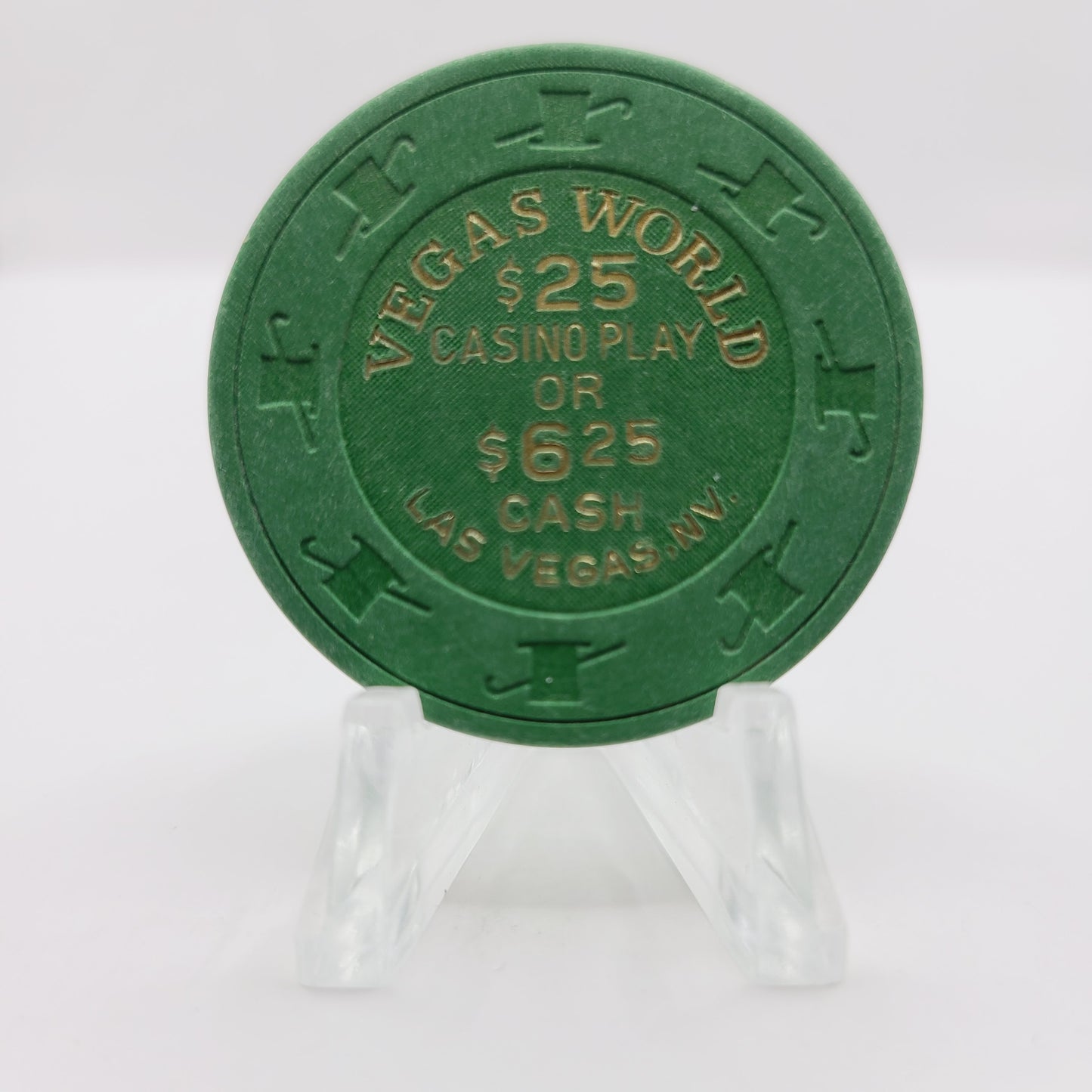 Vegas World Hotel Casino Las Vegas Nevada 1990 "$25 Casino Play or $6.25 Cash" Casino Chip V3581