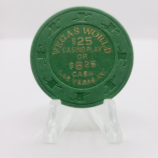 Vegas World Hotel Casino Las Vegas Nevada 1990 "$25 Casino Play or $6.25 Cash" Casino Chip V3581