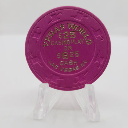 Vegas World Hotel Casino Las Vegas Nevada 1990 "$25 Casino Play or $6.25 Cash" Casino Chip V3580