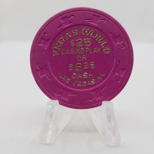 Vegas World Hotel Casino Las Vegas Nevada 1990 "$25 Casino Play or $6.25 Cash" Casino Chip V3580