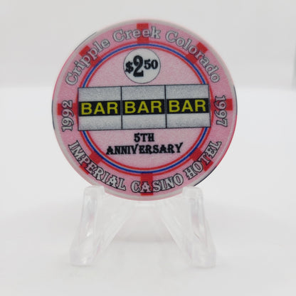 Imperial Casino Hotel Cripple Creek Colorado 1997 "5th Anniversary" $2.50 Casino Chip